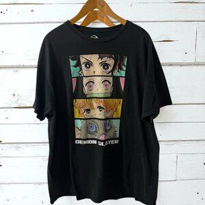 Demon Slayer‎ Anime Graphic Short Sleeve Tee Shirt  Black Cotton XL